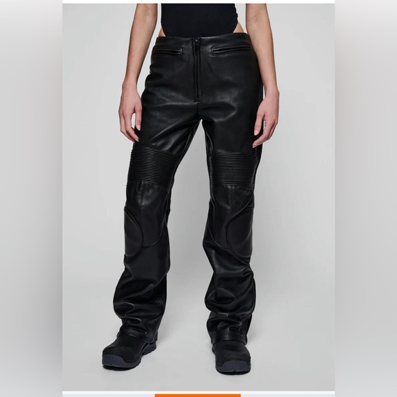 Harley Davidson Women's Moto Leather Trouser Straight Pants size 2 Black